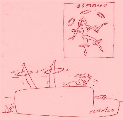 France cartoon, gym, twin powers